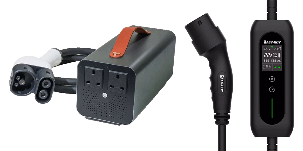 EV-BOY V2L Pro 加電動車萬用充電線套裝可用於 V2V 車對車補電
